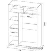 Шкаф-купе SV-Мебель Ж №19 Инфинити 1,5 м (ясень анкор светлый)