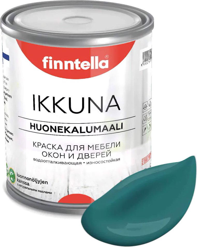 

Краска Finntella Ikkuna Malakiitti F-34-1-9-FL035 9 л (темно-бирюзовый)