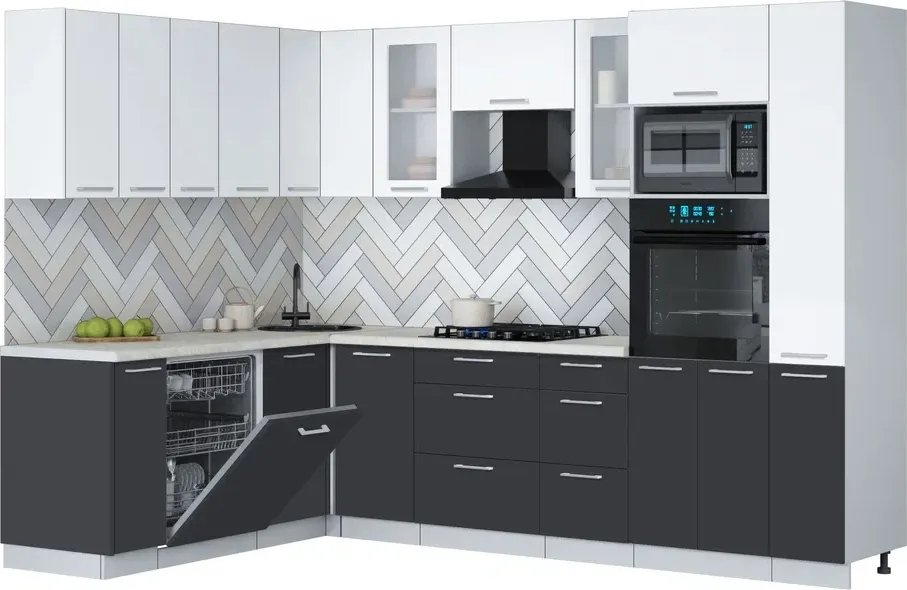 

Готовая кухня Интерлиния Мила Gloss 1.896х2.88 (пепел/белый/опал светлый)