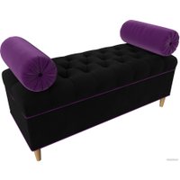 Банкетка Лига диванов Глория 29276 (микровельвет черный/фиолетовый/фиолетовый)