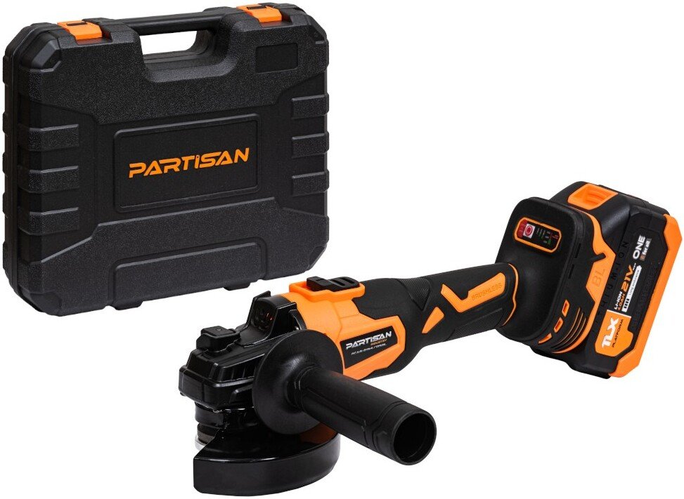 

Угловая шлифмашина Partisan PCAG 2194/125BL (с 2-мя АКБ, кейс)