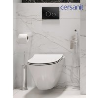 Унитаз подвесной Cersanit City Smart CO DPL EO Slim (с кнопкой Twins 64117 стекло черное)