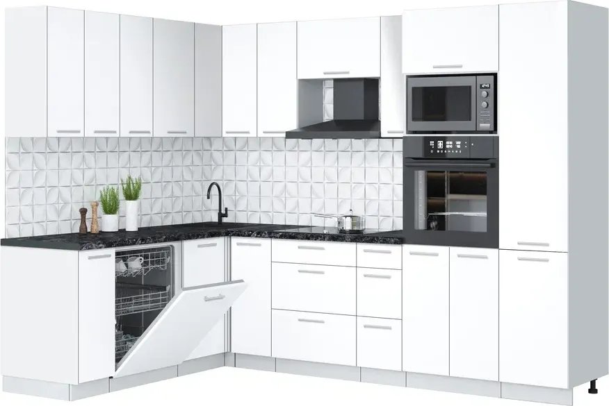 

Готовая кухня Интерлиния Мила Лайт 1.896х2.78 (белый платинум/белый платинум/кастилло темный)