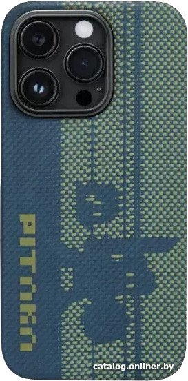 Чехол для телефона Pitaka Pixel Game Kit для iPhone 14 Pro (синий/зеленый)