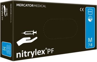 Нитриловые перчатки Mercator Nitrylex PF (M, 100 шт, черный)