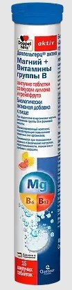 

БАД Doppelherz activ Магний+Витамины В со вкусом лимона и грейпфрута 6500мг (15 шипучих таблеток)