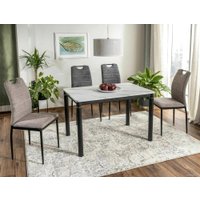 Кухонный стол Signal Damar DAMARBC80 (белый мрамор/черный матовый)