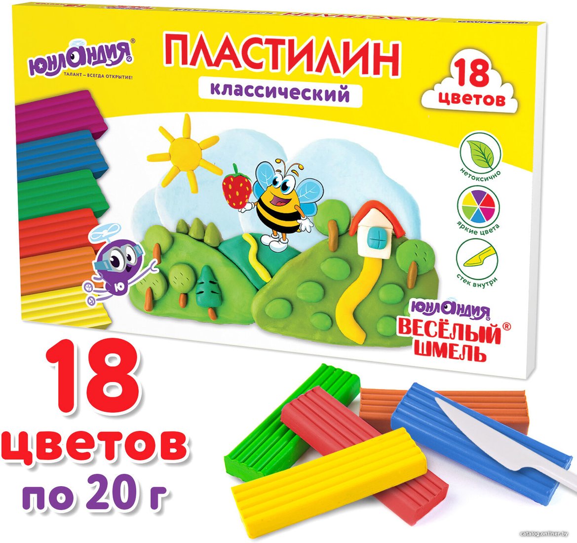 Пластилин Юнландия Веселый шмель 106432 (18 цв)