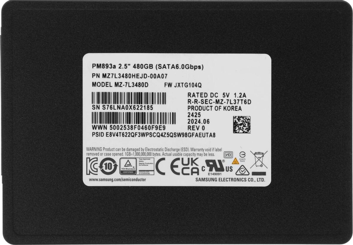 

SSD Samsung PM893A 480GB MZ7L3480HEJD-00A07