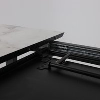 Кухонный стол Lepremo AV 1208 HPL+МДФ раздвижной 1200-1600x800 (виктори натуральный/черный)