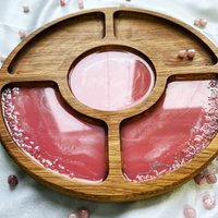 Менажница Wood_N_Sea Розовый кварц с натуральными камнями