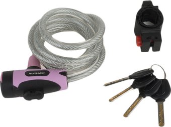 Тросовый велосипедный замок Author ASL-25 (розовый/черный)
