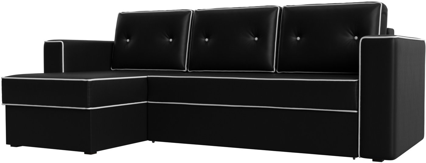 

Угловой диван Лига диванов Принстон левый (экокожа, черный/белый)