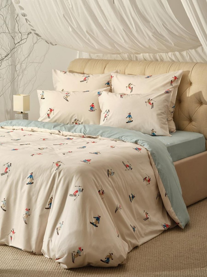 

Евро комплект постельного белья Ночь Нежна Лыжники Евро 70x70 20020-1+20022-2