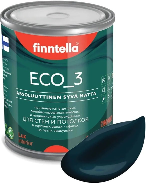 

Краска Finntella Eco 3 Wash and Clean Ukonilma F-08-1-1-LG208 0.9 л (темно-зелен)