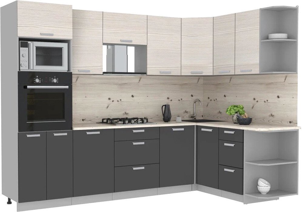 

Готовая кухня Интерлиния Мила Лайт 1.68x2.8 правая (вудлайн кремовый/антрацит/бискайская сосна)