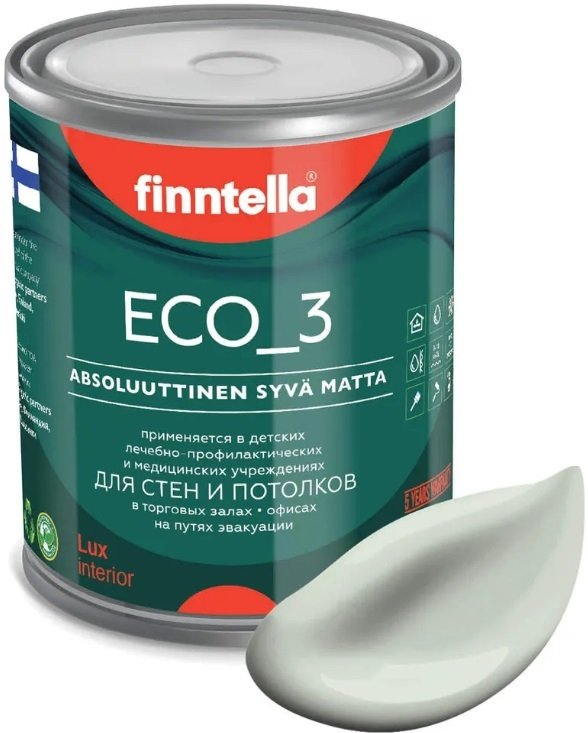 

Краска Finntella Eco 3 Wash and Clean Pinnattu F-08-1-1-LG168 0.9 л (серо-зелен)