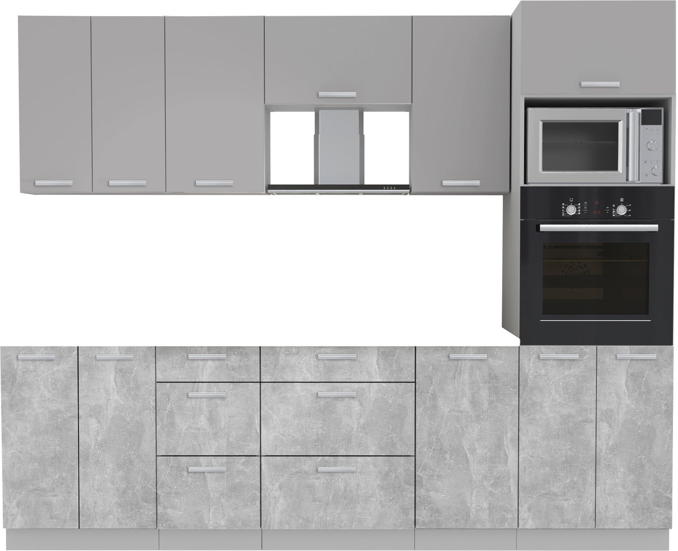 

Готовая кухня Интерлиния Мила Лайт 2.6 ВТ без столешницы (серебристый/бетон)