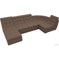 Модульный диван Лига диванов Холидей люкс 105595 (рогожка, коричневый)