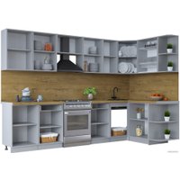 Готовая кухня Интерлиния Тренд 1.5x3.1 правая (луна/луна/бискайская сосна)