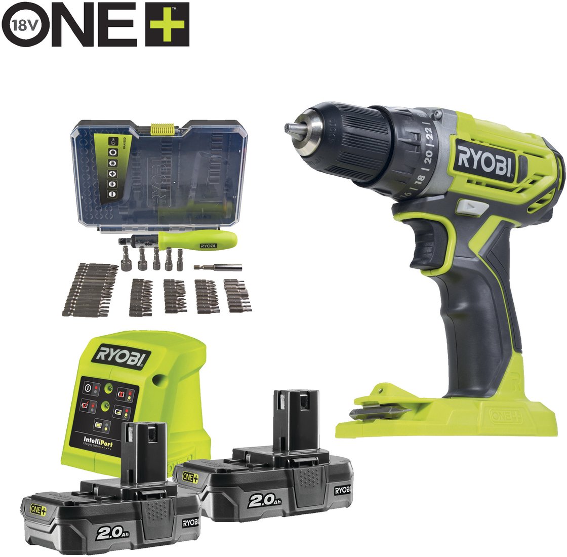 

Дрель-шуруповерт Ryobi RDD18-220SA59L 5133006267 (с 2-мя АКБ, кейс)
