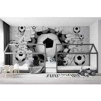 Фотообои ФабрикаФресок Футбольные мячи из стены 725270 (500x270)