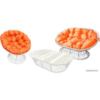 Набор садовой мебели M-Group Мамасан, Папасан и стол 12140107 (белый ротанг/оранжевая подушка)