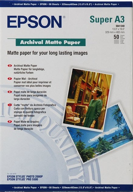 

Фотобумага Epson Archival Matte Paper A3+ 50 листов (C13S041340)