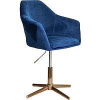 Стул с подлокотниками AksHome Dubai (синий велюр/золото)