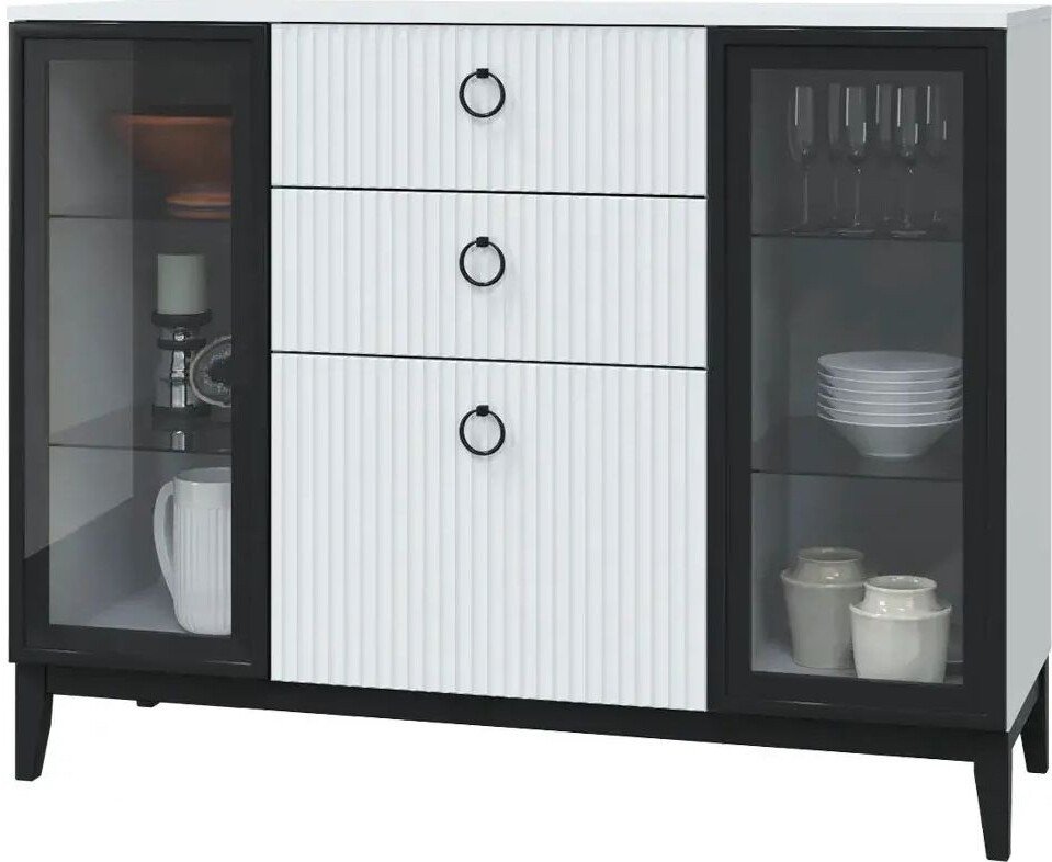 

Комод MLK Шарлиз с 2 стекл.дв. (белое сияние/белый снег)