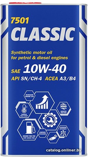 Моторное масло Mannol Classic 10W-40 API SN/CH-4 4л (металл)