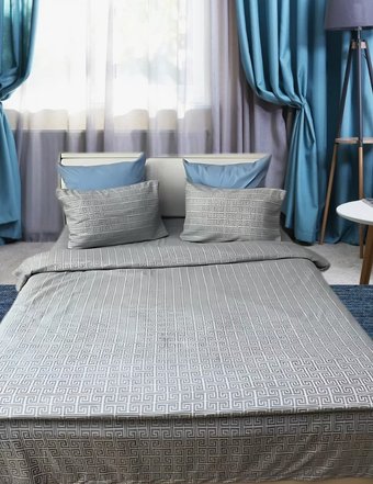 Постельное белье Swed House МТ 2сп (белый/серый орнамент)