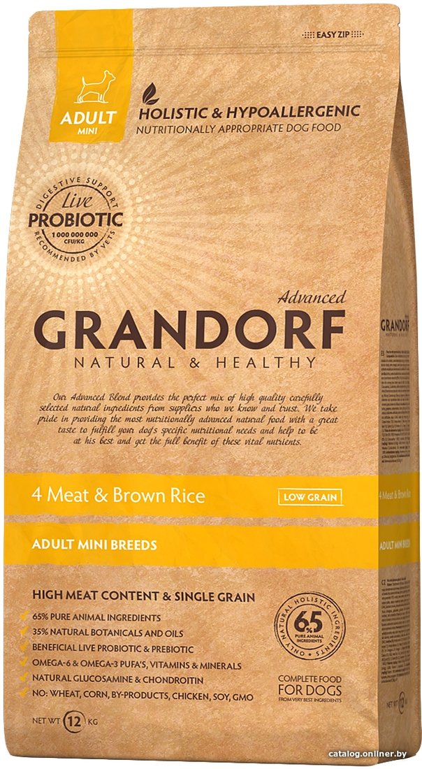 Сухой корм для собак Grandorf Probiotic Adult Mini 4Meat Brown Rice (Пробиотик 4 мяса с коричневым рисом) 3 кг