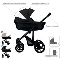 Универсальная коляска BEBETTO Magnum (3 в 1, 202, черная рама)