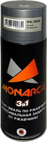 

Грунт-эмаль Monarca По ржавчине 3 в 1 RAL 9006 0.52 л (белый алюминий)