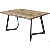 Кухонный стол Buro7 Уиллис 180 (с обзолом и сучками, дуб беленый/черный)