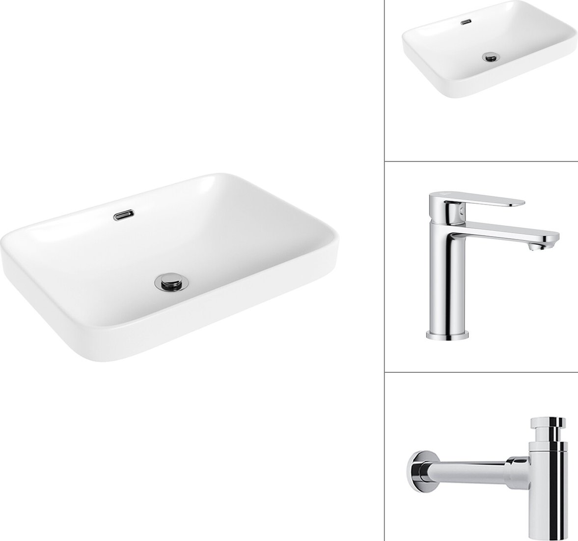 

Умывальник Lauter 21441A + Moon 21СK691C с сифоном 21635CH (хром)