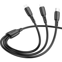 Кабель Borofone BX71 USB Type-A - Lightning / Micro-USB / USB-C (1 м, черный)