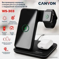 Беспроводное зарядное Canyon WS-303 (белый)