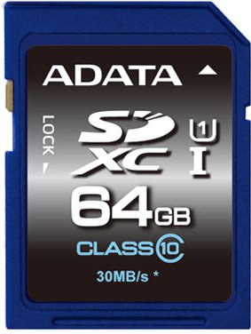 

Карта памяти ADATA Premier SDXC UHS-I (Class 10) 64GB (ASDX64GUICL10-R)