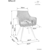 Стул с подлокотниками Signal Ballo (Leo 07 серый/черный)