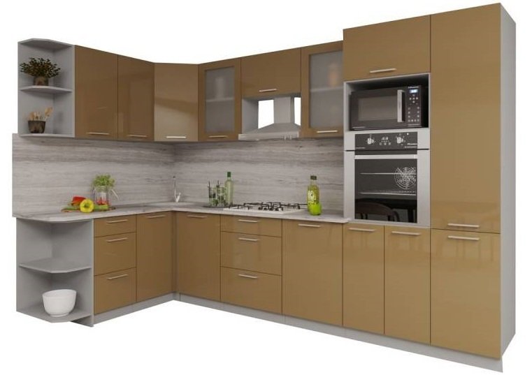 

Готовая кухня Интерлиния Мила Gloss 1.68x3.2 левая (капучино-капучино)