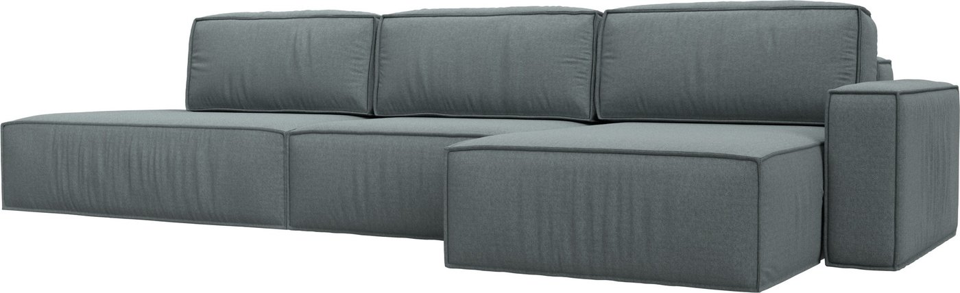 

Угловой диван Лига диванов Прага модерн лонг правый 124847 (рогожка амур серый)