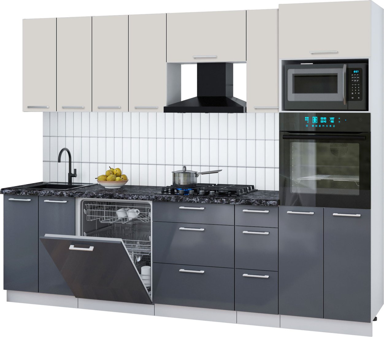 

Готовая кухня Интерлиния Мила Gloss 2.7-ПМ1 (асфальт глянец/кашемир/кастилло темный)