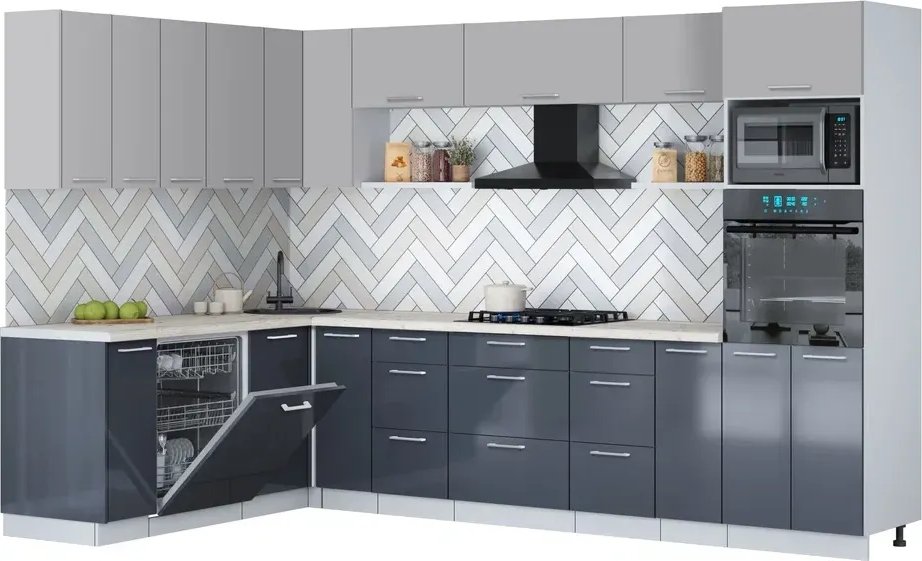 

Готовая кухня Интерлиния Мила Gloss 1.896х3.18 (асфальт глянец/грей/бискайская сосна)