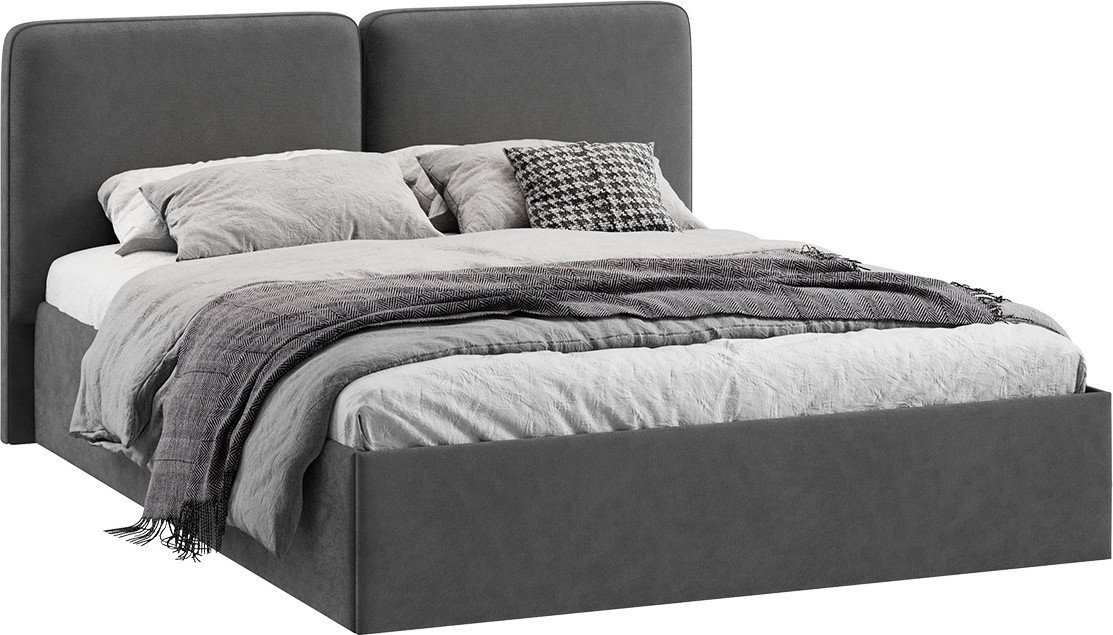 Кровать Трия Токио с ПМ 1600 Тип 1 (микрошенилл Relax Graphite)
