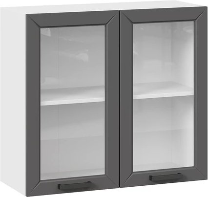 

Шкаф навесной Трия Лорас 1ВВ8С с двумя дверьми (белый/холст вулкан)