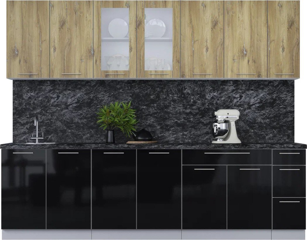 

Кухонный модуль Интерлиния Мила Пластик 2.7 Б (дуб эпоксид/черный/кастилло темный)