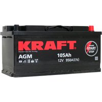 Автомобильный аккумулятор KRAFT AGM 105 R+