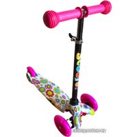 Трехколесный самокат Scooter Mini 038z (розовый/цветы)